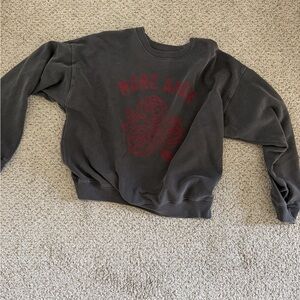 American Eagle Outfitters Charcoal Sweatshirt with Maroon Graphic